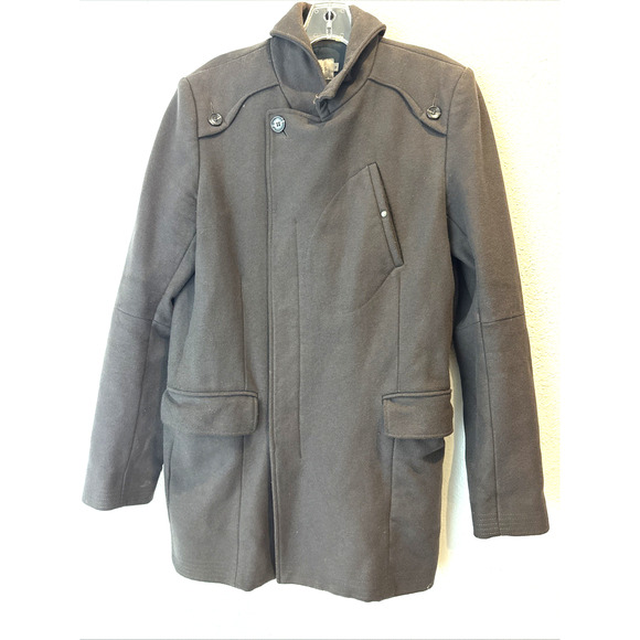 Reiss Wool Blend Single Breasted Military Style Coat Brown Size M | Overcoat - Picture 1 of 13
